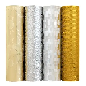 3D indoor metal design self-adhesive golden mosaic wall decoration foam wallpaper roll home decoration wall sticker