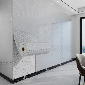 Self-Adhesive Wall Stickers Grid Stripe Metallic Film Stickers Living Room TV Background Wall Decoration Wallpaper